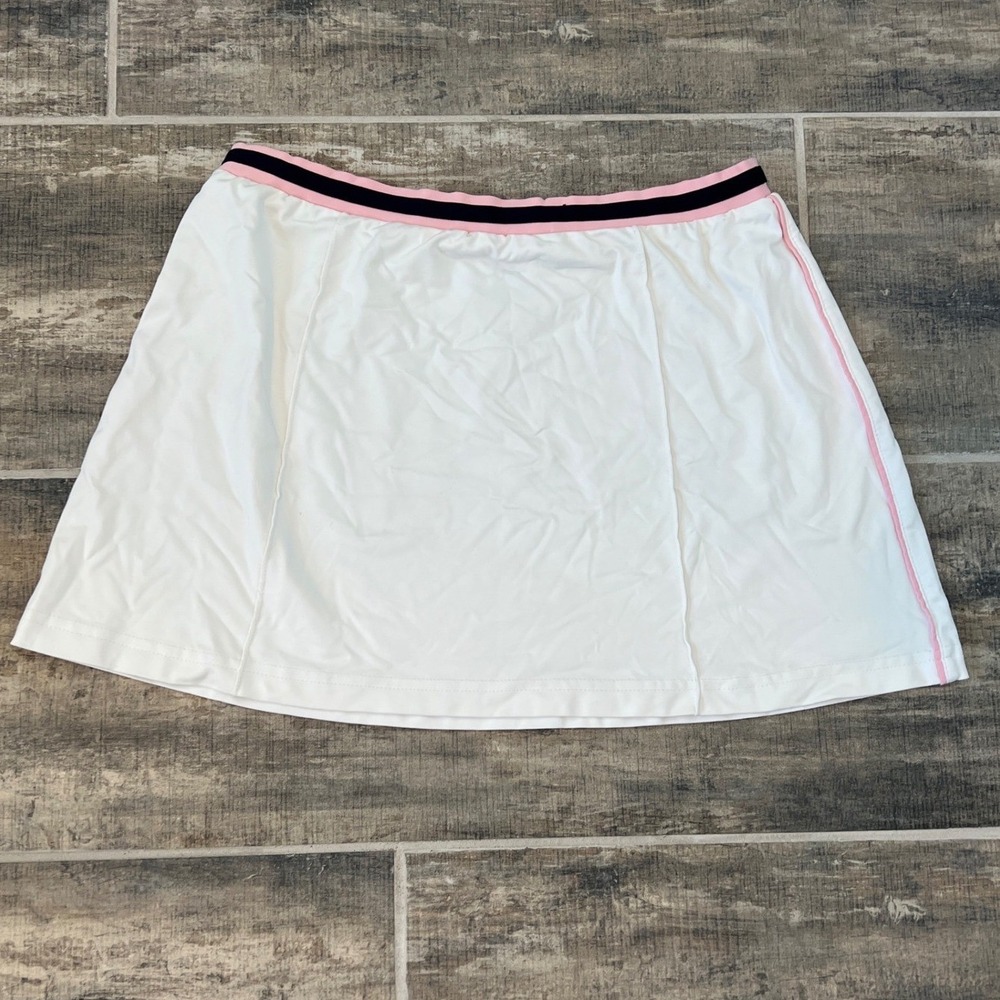 90s Wimbledon Tennis Skirt Women Size S White Pink Navy‎ Striped Elastic Waist